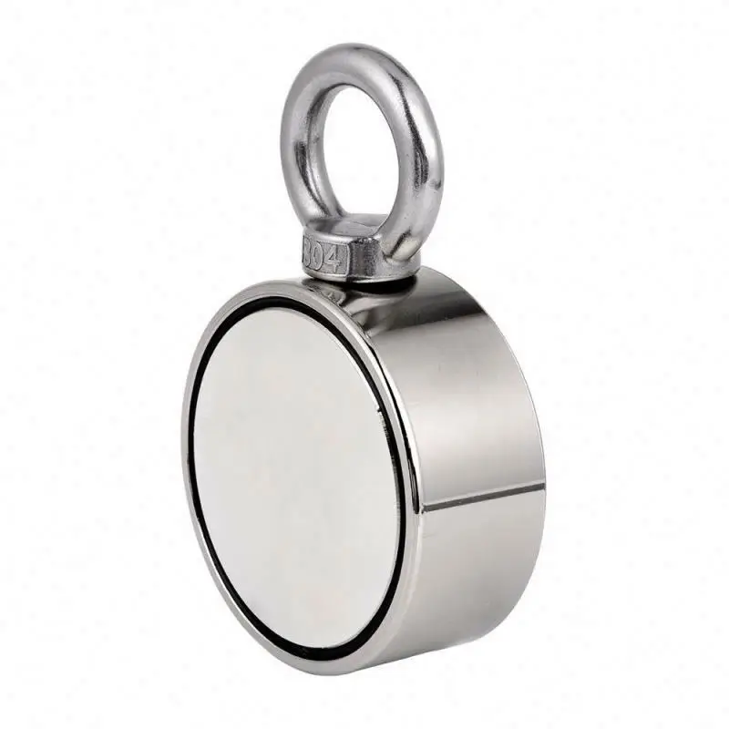 
Double Side Round Neodyum Fishing Magnet Combined 660 LBS Pulling Force Ultra Strong Neodyum Magnet with Eyebolt 