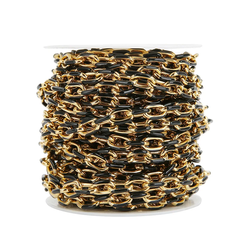 Jewelry Accessories Stainless Steel 8mm Stainless Steel Dripping Oil Chain Enamel Color Cross Chain Diy Thick Chain