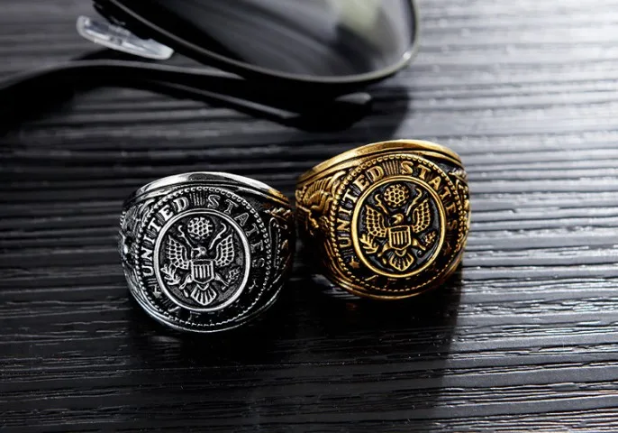 316 stainless steel us army ring mens rings