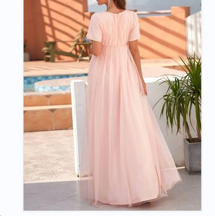 Latest design women dresses breastfeeding pregnant long sleeve maxi maternity mermaid wedding dress photoshoot