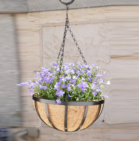 Fermentation tray hanging baskets metal indoor biodegradable flower pot for Coconut Fiber Pots