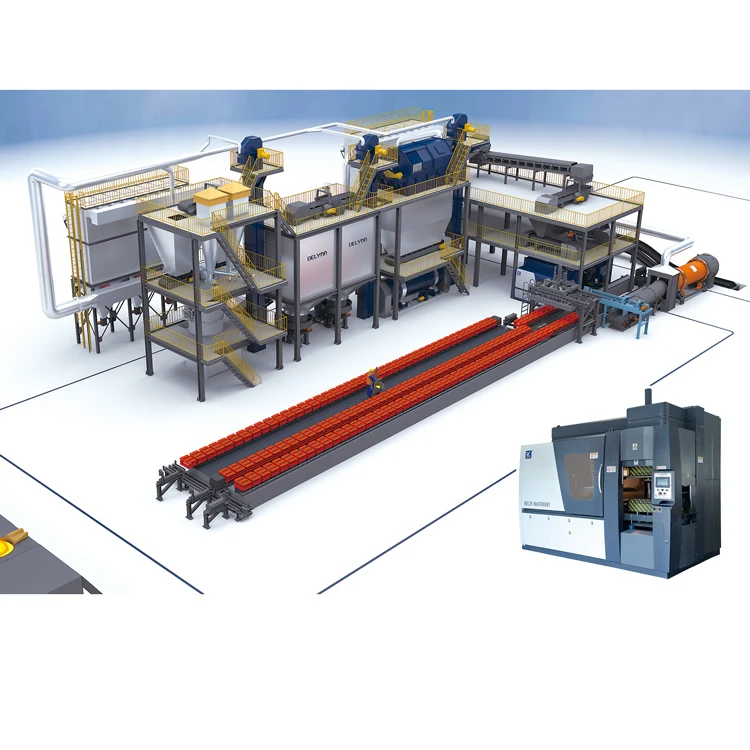 Горизонтальная формовочная автоматическая машина для литья песка зеленого цвета под