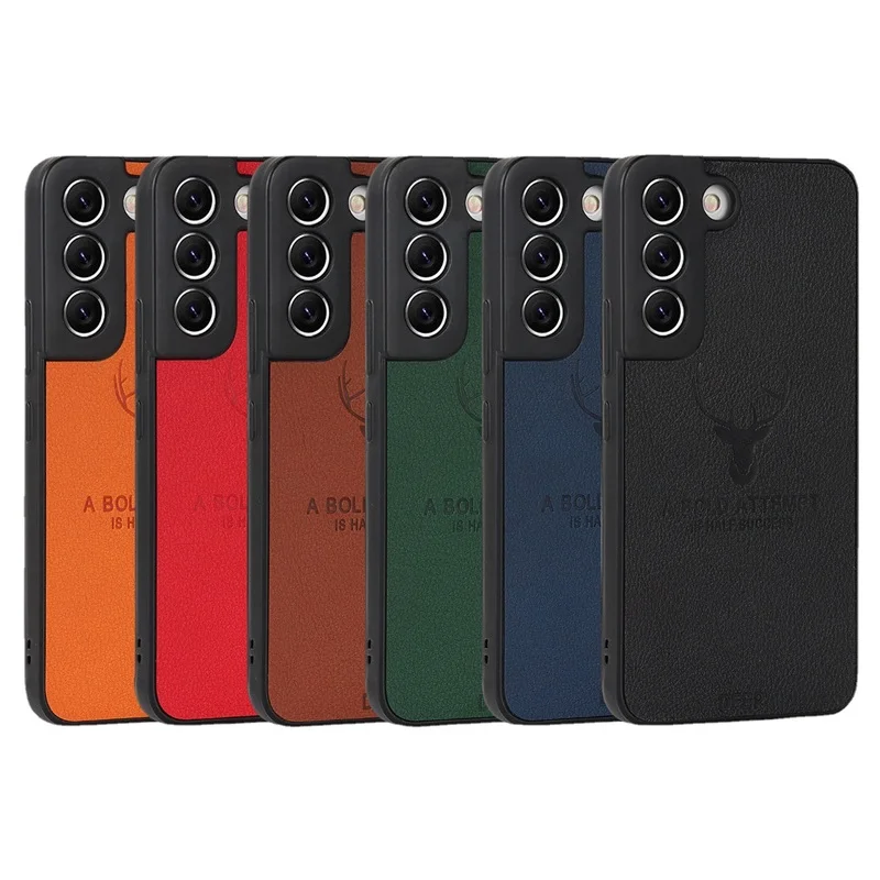 Luxury Deer Design PU Leather Back Cover Soft TPU Bumper Phone Case For Samsung Galaxy S22 Ultra S21 A51 A71 A72 A52 A32 A53