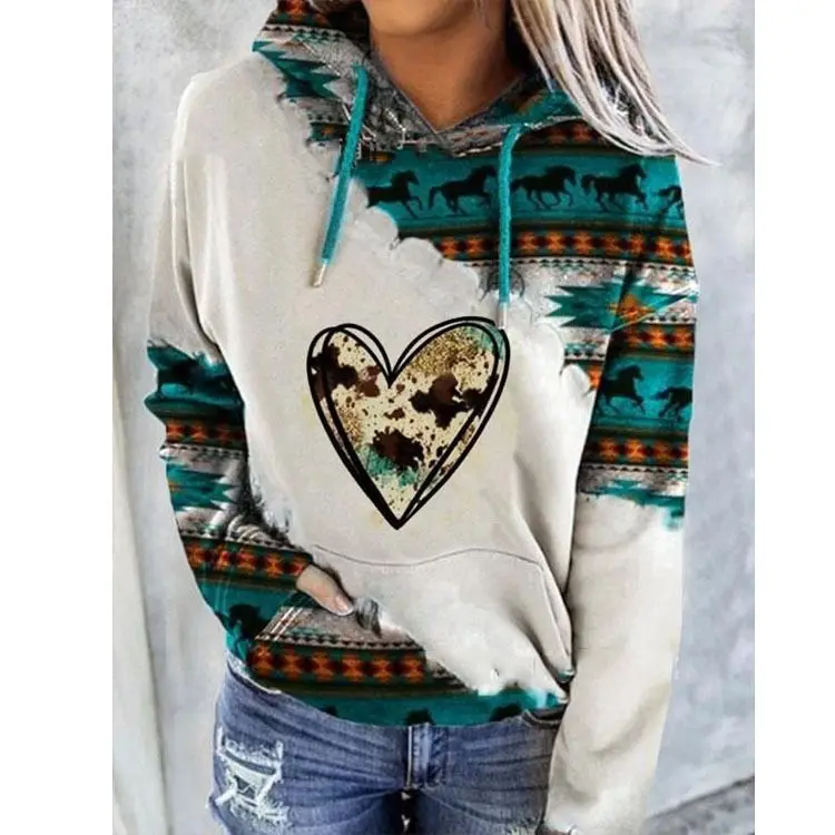 HR111 women pull over pocket pullover sweatshirt tops ethnic clothing native tribal aztec print
