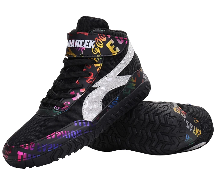 Нижнее белье для мальчиков из цветной фитнес-обувь с высоким берцем с ремешком, бодибилдингом и современными боевыми искусствами пользовательские боксерские борьба ботинки для детей