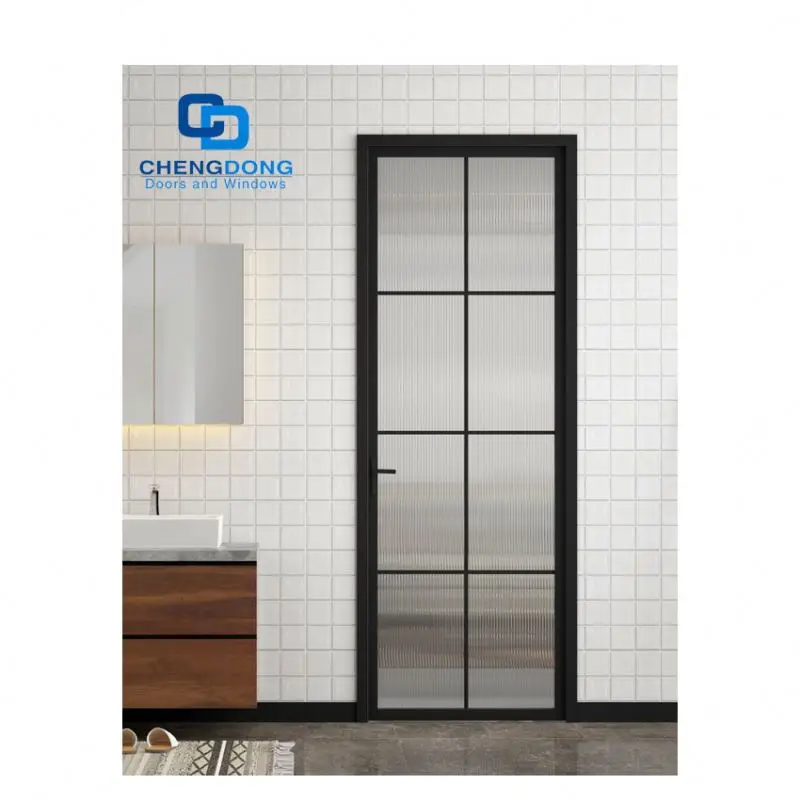 American Hot sale Modern Glass Steel Matte Black Thermal French Style Aluminum Interior Door Frames Door