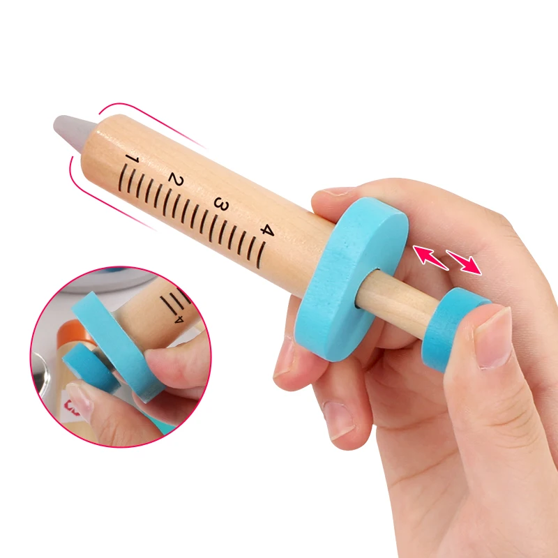 Wooden Pretend Play Doctor Educational Toys for Children Medical Simulation Medicine Chest Set for Kids Role Playing Pretend Toy