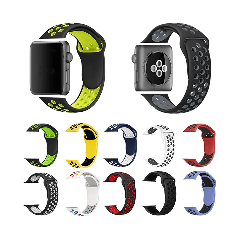 Ремешок Laudtec силиконовый для Apple Sports, люксовый мягкий резиновый сменный Браслет для наручных часов, 38 40 42 44 мм