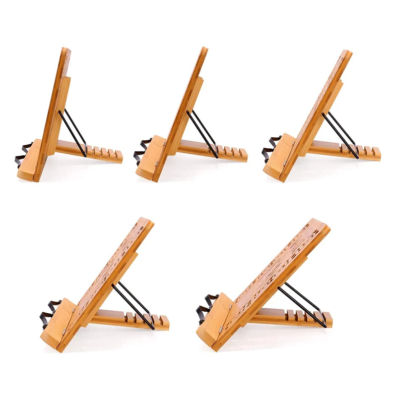 Бамбуковая Складная подставка для книг 13x9,4 дюймов, рамка для чтения, подставка для готовки, подставка для планшетного ПК, учебника, подставка для музыки и документов