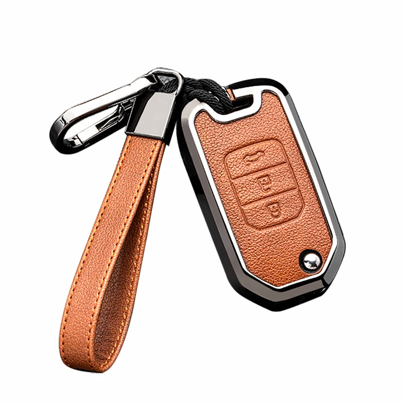 For Honda Flip Key Fob Cover Metal Car Key Fob Case for Honda Accord Civic Crider CR-V XR-V Insight Jade Odyssey with Keychain