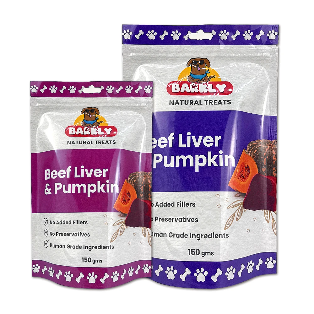 Customized Beef Liver And Pumpkin Zip Lock Supplement Food Packaging Stand Up Pouch
