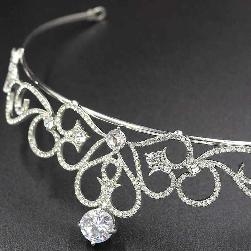 
Korean bride tiara crown love heart rhinestone princess zircon small crown wedding photo studio wedding accessories batch 