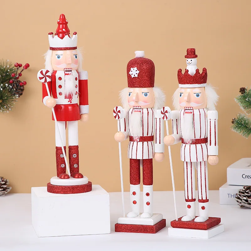 3pcs/set Christmas decorations wooden walnut puppet king soldier 38Cm Christmas nutcracker