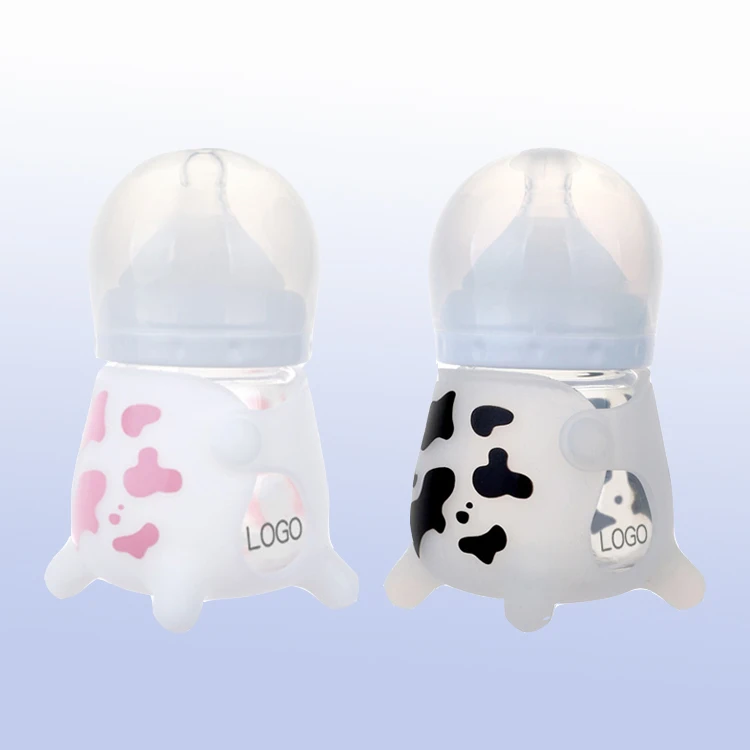 Cow borosilicate baby feeder bottle glass baby bottle anti-colic biberon baby glass feeding bottle