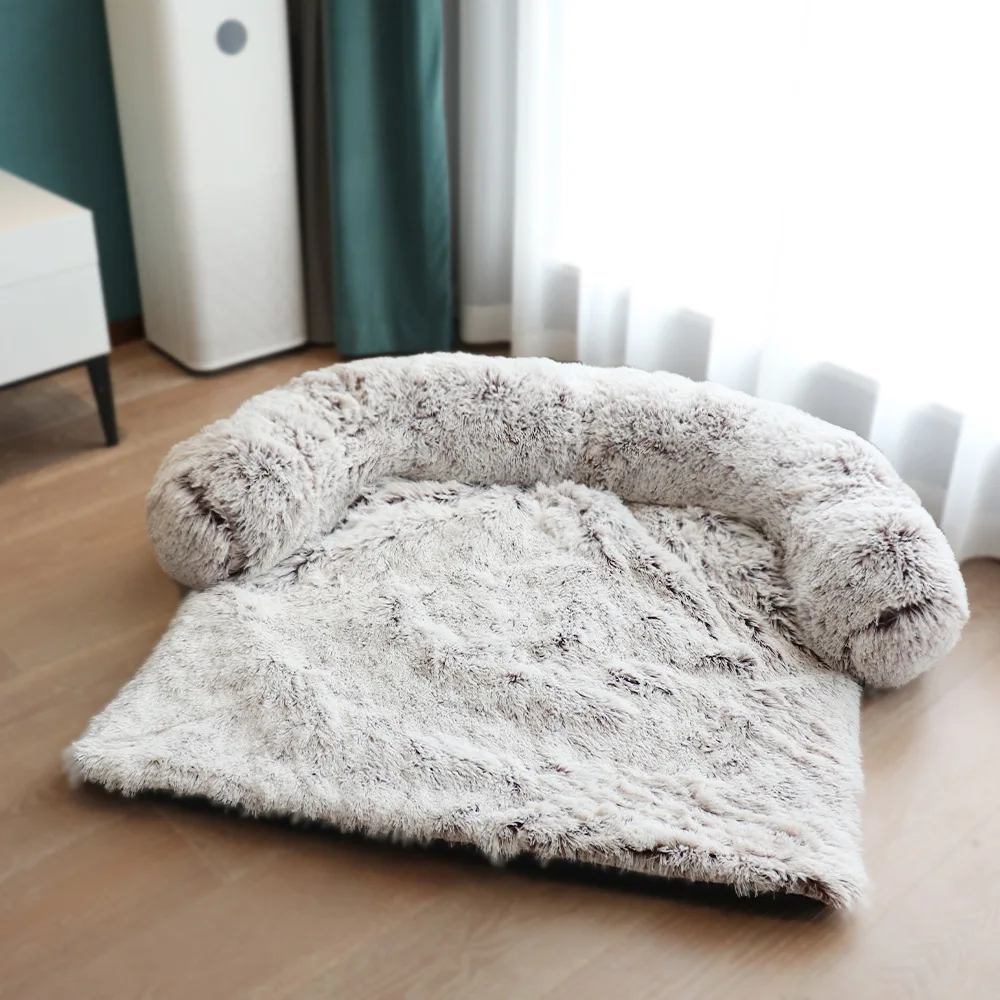 Wholesale Customized Sofa Winter Luxury Pet Bed Fluffy Long Plush Portable Soft Cotton Pet Bed