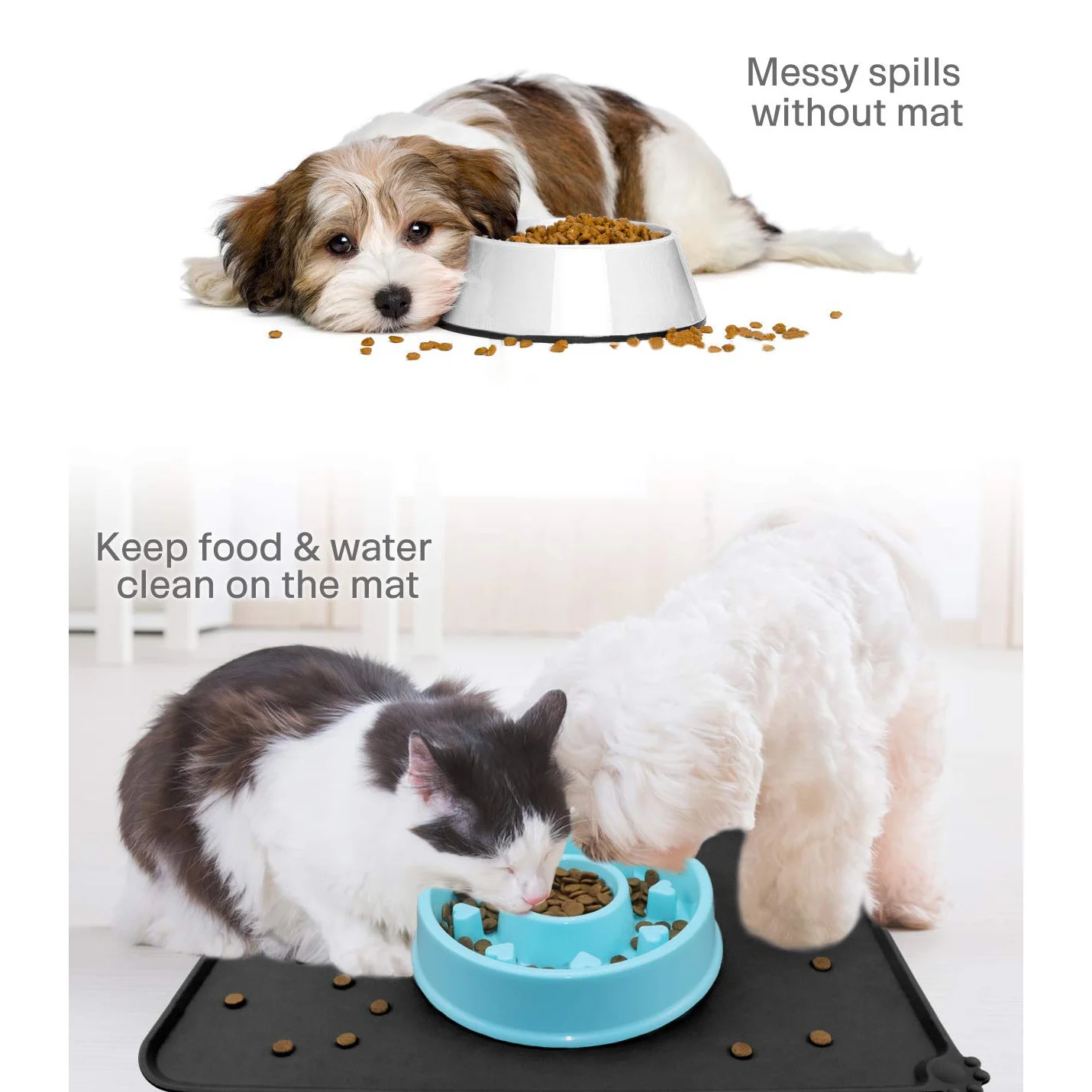 Large Non Slip Silicone Dog Cat Mat Pet Food Dog Bowl Mat for Food and Water