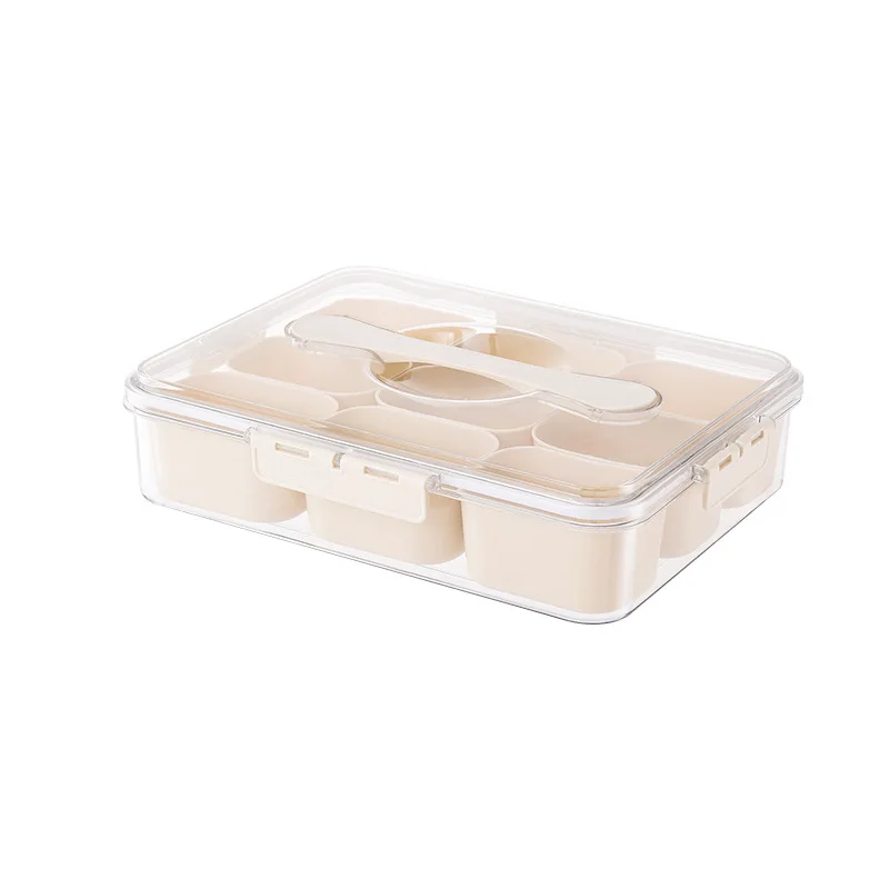 Fruit Plastic Divided Fresh Produce Saver Airtight Food Storage Containers with Lids Divided Serving Veggie Tray with Handle