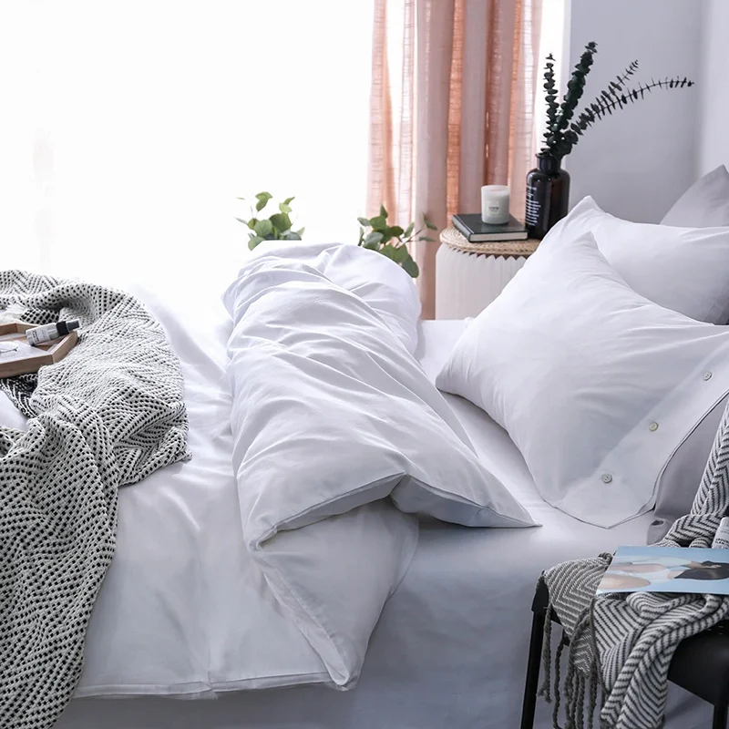 Moonlight white 5 star hotel bed linens cotton bed sheet set 100% cotton bedding set