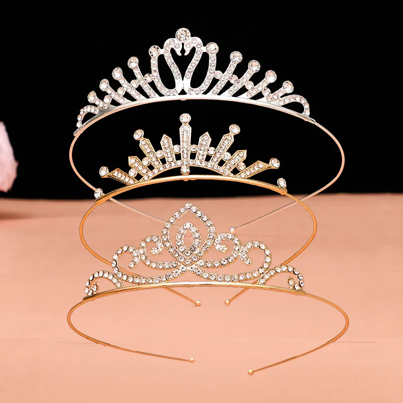 Wholesale Mixed Design Bridal Wedding Tiara Girl Princess Metal Rhinestone Crown Children Taira For Birthday Party