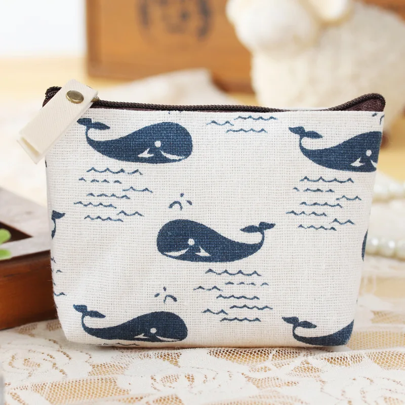 Customised models cotton and linen small fresh retro coin purse fashion canvas fabric key bag card bag