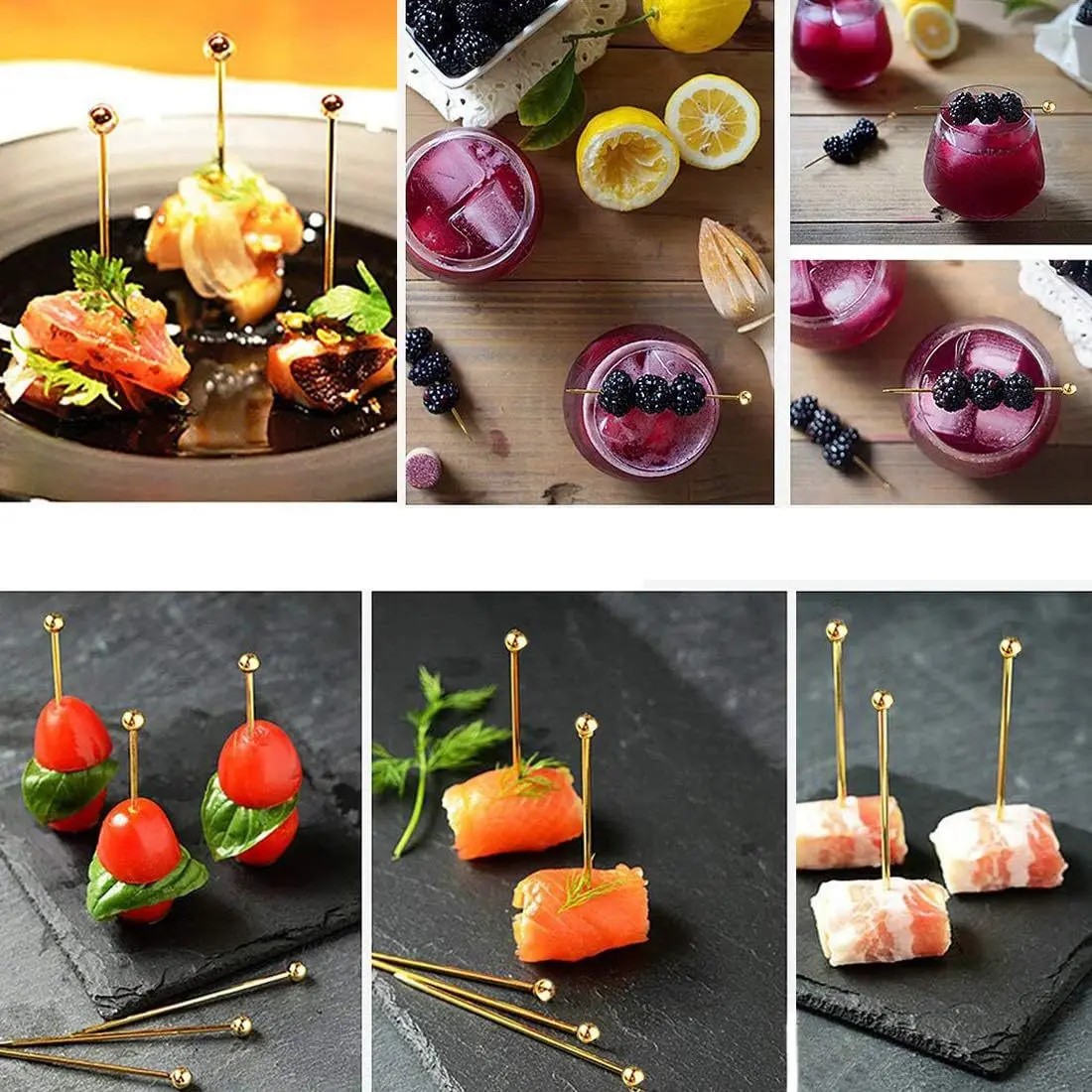 Cocktail Stick Stainless Steel Fruit Bar Cake Pastry Snack Decoration Signature Bar Tool Fruit Needle