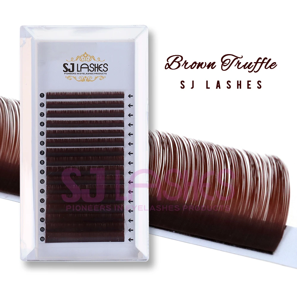 Popular Dark Brown Eyelash Extensions Custom Own Logo Brown Lash Trays Wholesale