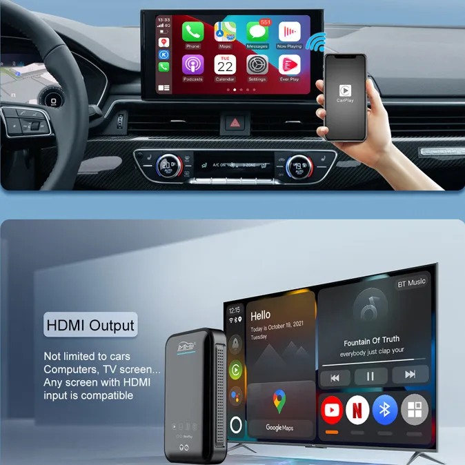 MMB Carplay смарт-бокс Android 11 Беспроводной Apple Carplay ai бокс 4 Гб + 32 ГБ для выхода HDMI Youtube Netflix автомобиль