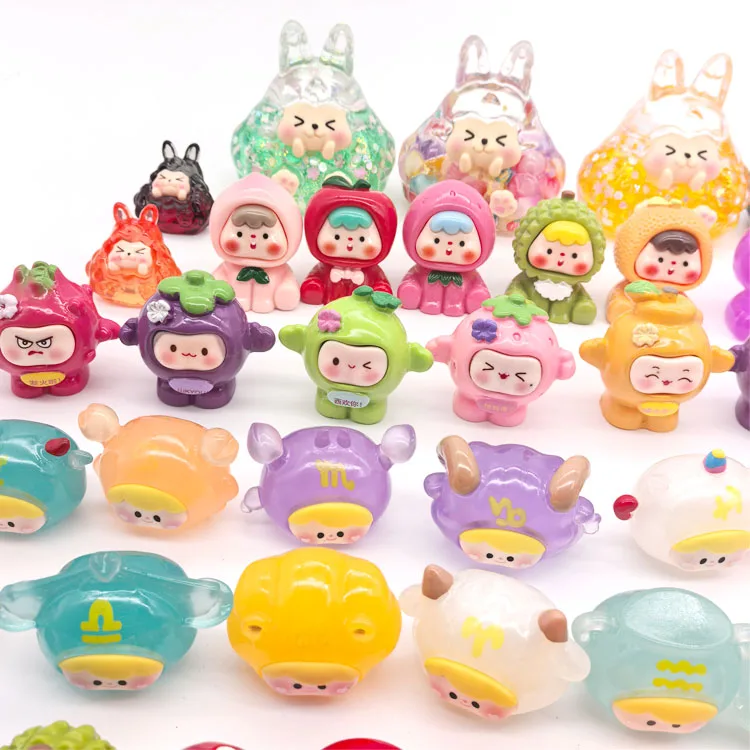 cartoon kid cute kawaii resin luminous objects glowing rabbit miniature decorative model 3d mini animals lucky bag children toys