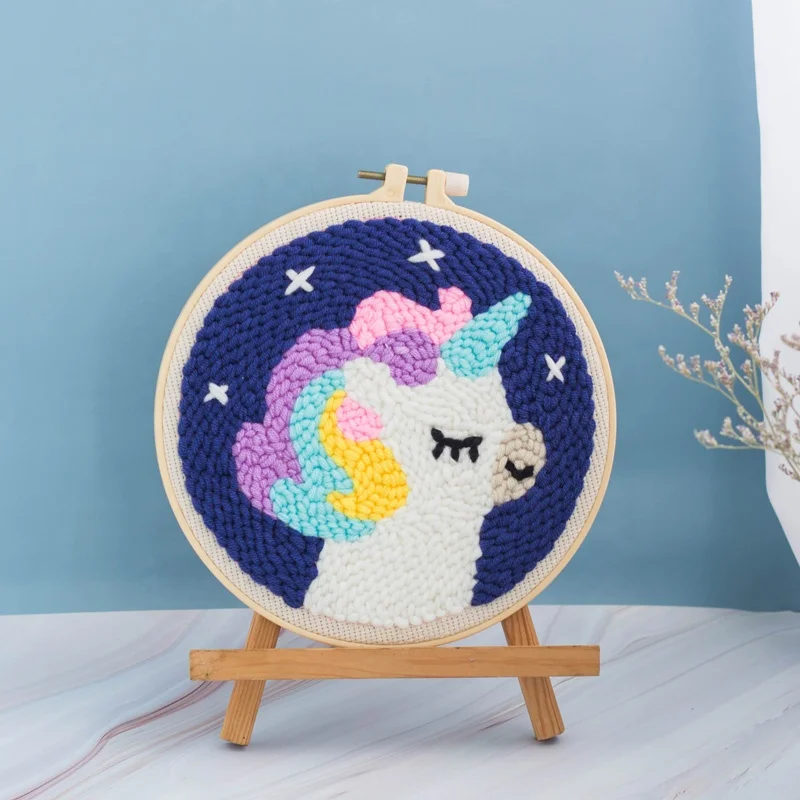 
Unicorn embroidery diy punch needle kit 