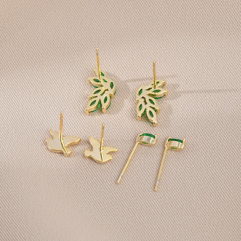 S925 Silver Needle three-piece set ear studs one card three pairs fashionable exquisite small all-match earrings for women