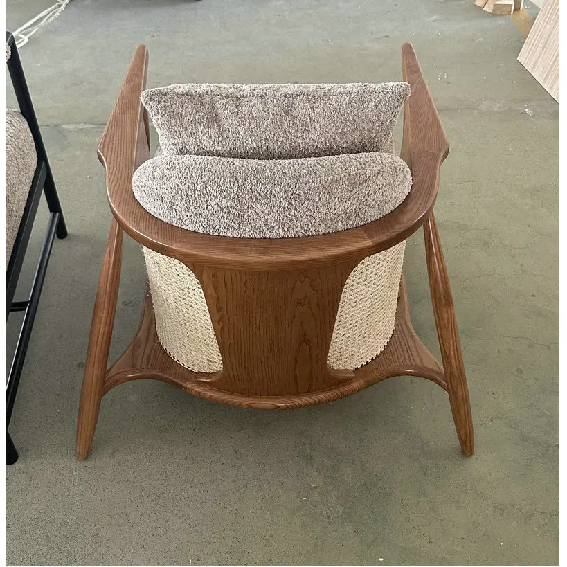 Comfy teddy Upholstered rattan Single sofa Chair grey boucle modern leisure living room accent sofa chair Luxury Armchair
