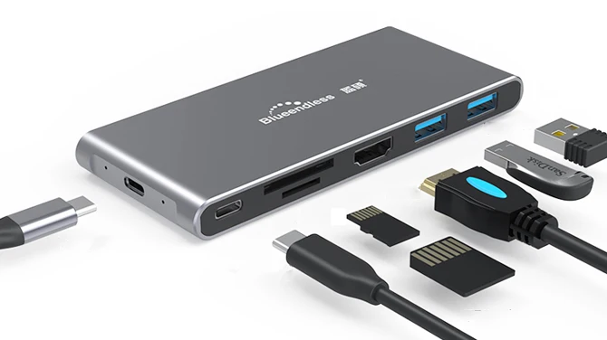 Usb c концентратор BS-MC601 Алюминиевый 6 в 1 Type-C док-станция + M.2 NGFF SSD caseusb для MP ПК ноутбук