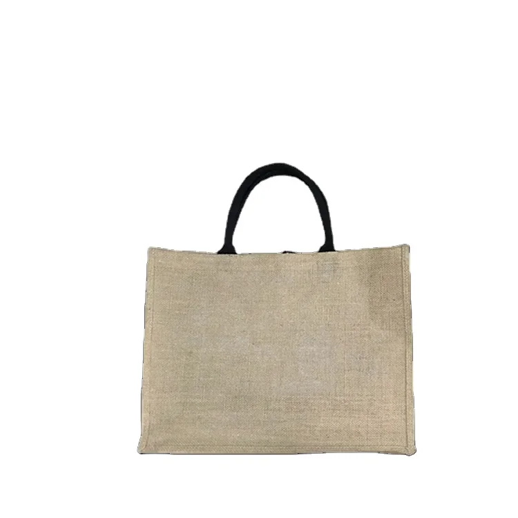 Wholesale Plain Custom Printed Letter Design Large Natural Eco Friendly Burlap Jute Shopping Tote Beach Bag With Logos