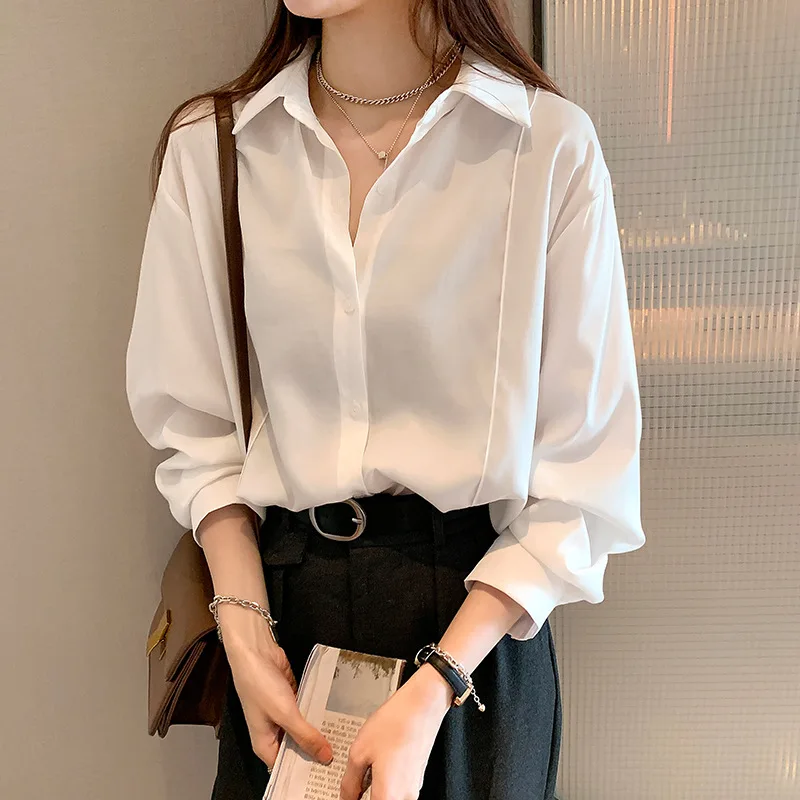 Fall Clothes Winter Silk Career Plus Size Womens Blouses & Shirts Long Sleeve Women Dresses 2022