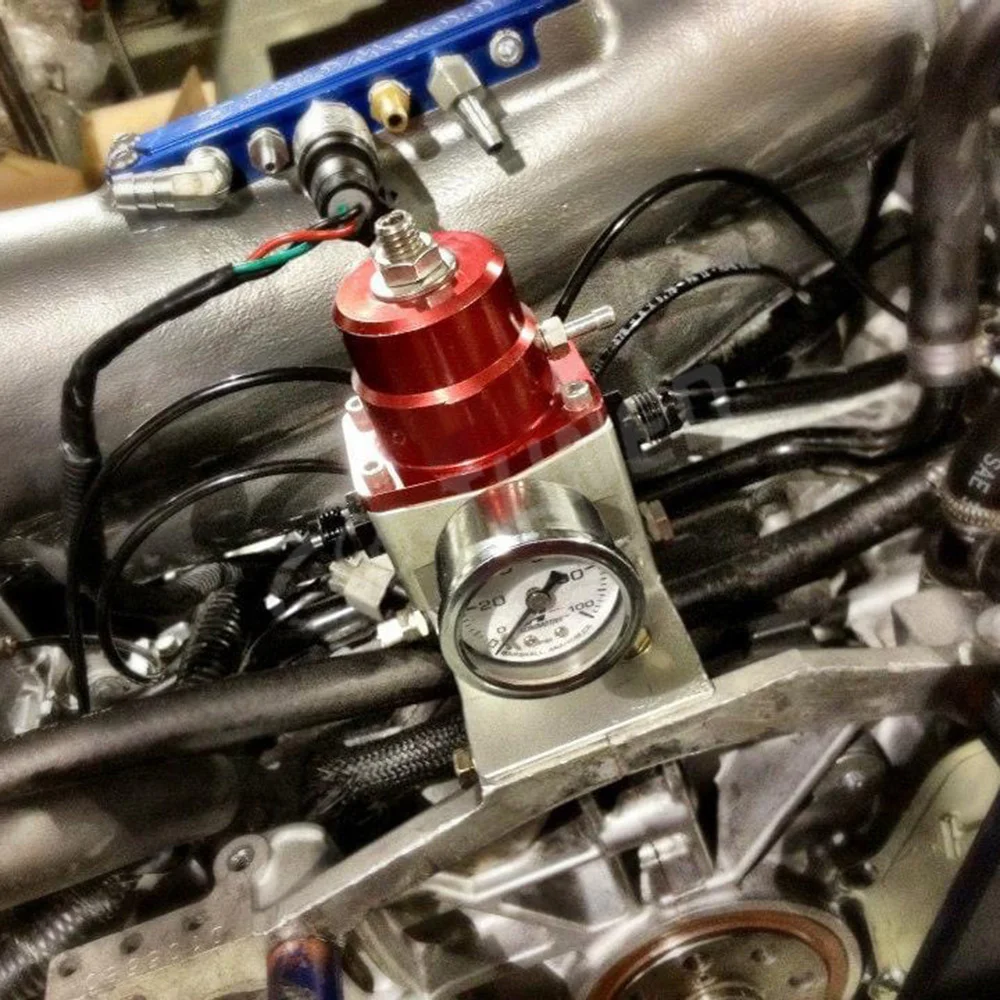 Racing Auto Aluminum Universal Adjustable 100/160psi Fuel Pressure Regulator Kits FPR With Fuel Hose Fitting End Oil Gauge Hose