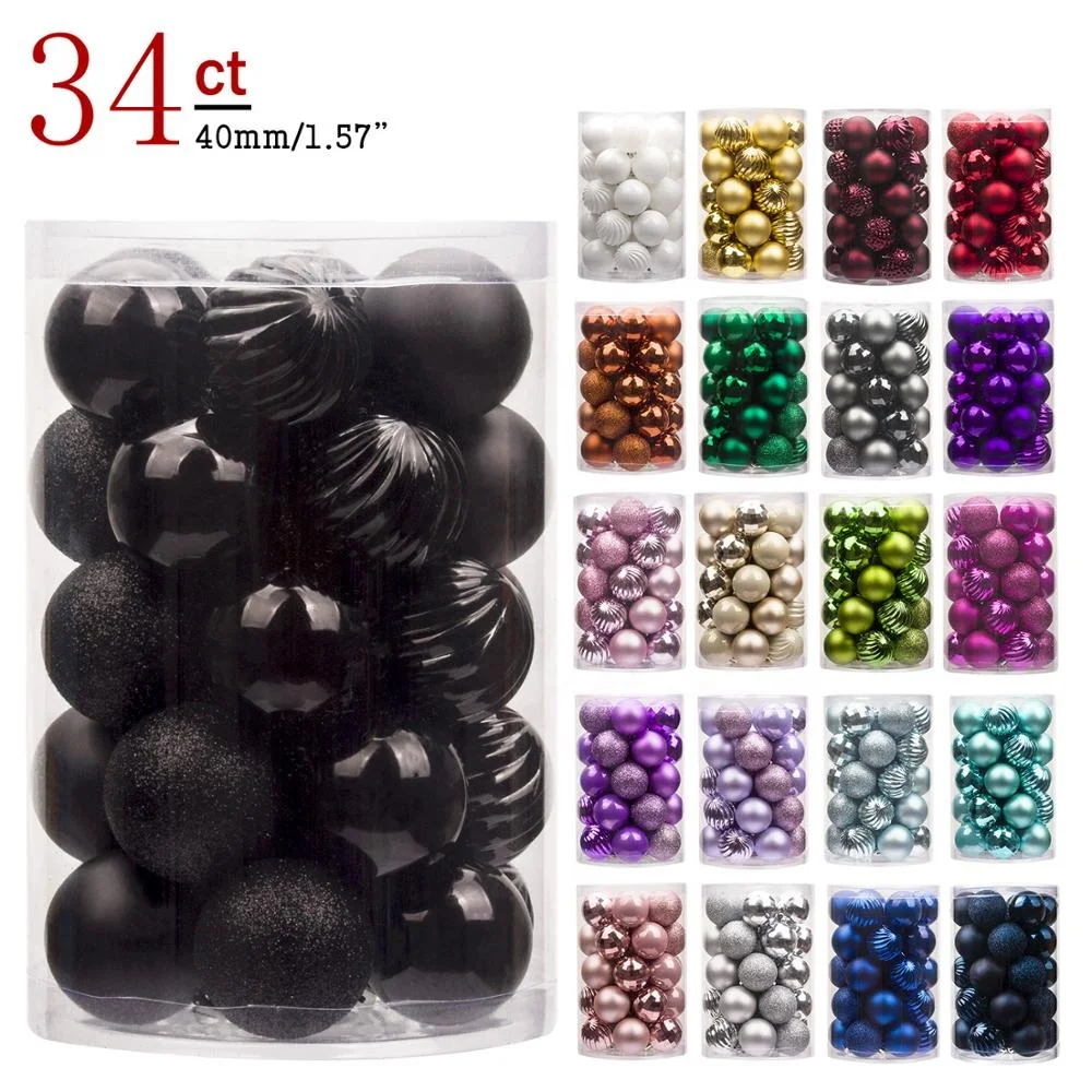 Cheap xmas tree ornament mix color 40mm 60mm 80mm 100mm glitter shiny matte blue plastic christmas ball