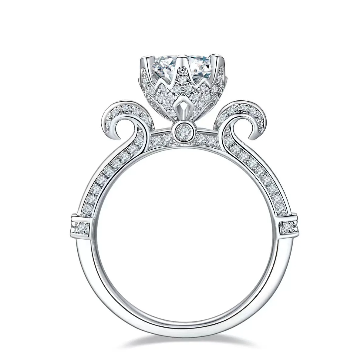 Hoyon fashion Classic Crown 925 Sterling Silver Ring with 1 Carat VVS Moissanite Diamond Gift Jewelry Engagement for Women