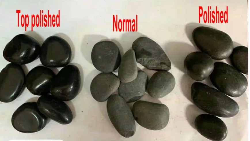 China Natural High-Polished River Stone Black Cobbles & Pebbles for Landscaping