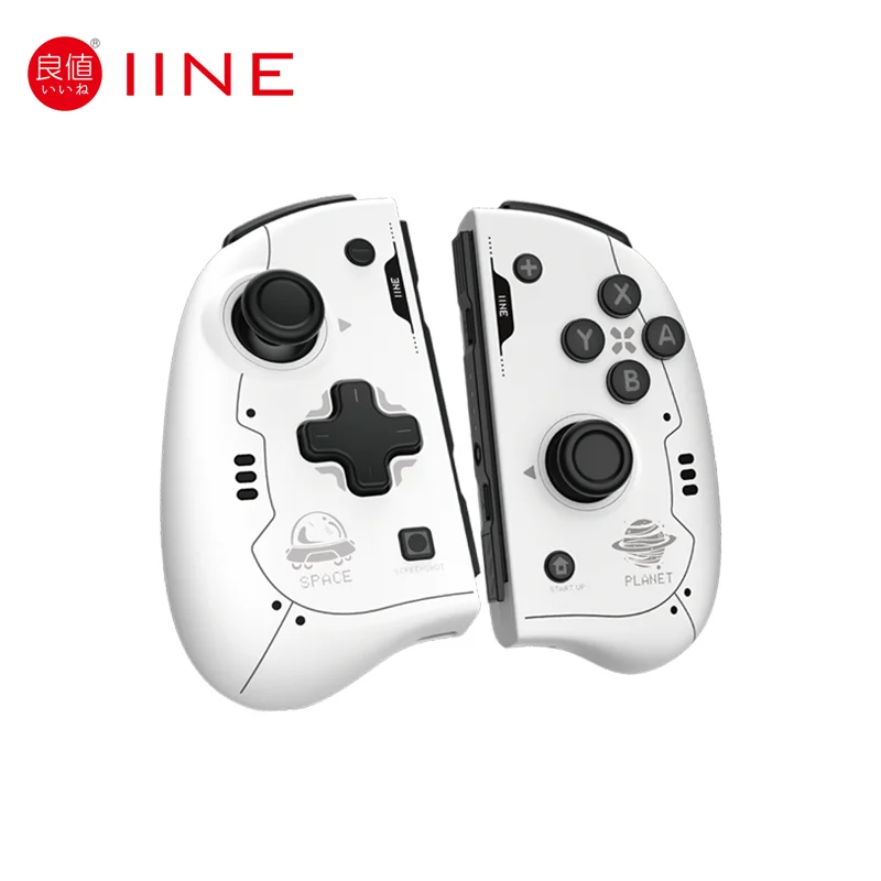 IINE Wireless Controller for Nintendo Switch/Switch OLED Replacement for Switch L/R Joypad With 8 Colors Adjustable Lights White
