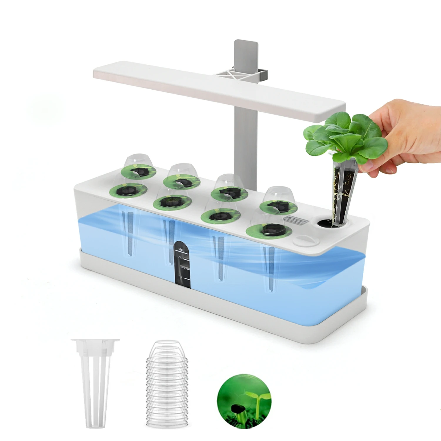 Hydroponic Growing System Indoor Home Table Top Kitchen Countertop Herb Garden Planter with LED Grow Light