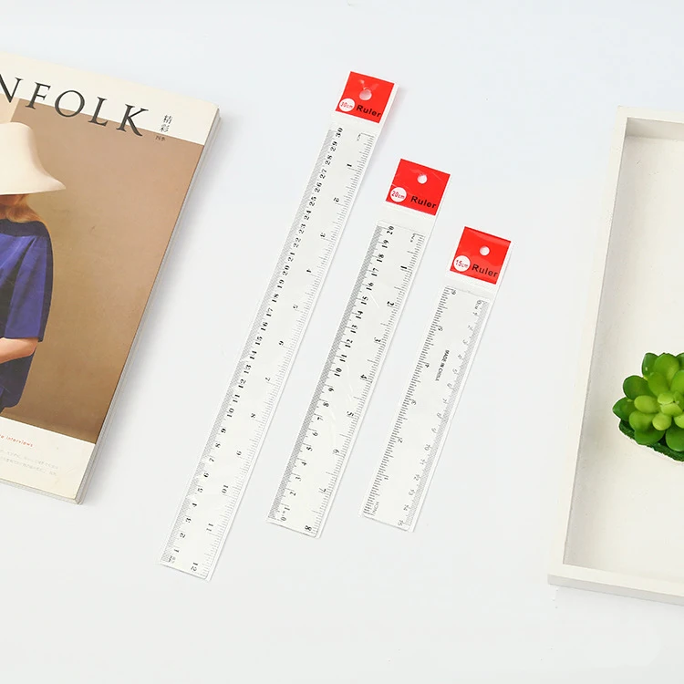 Hot Sale Drawing Ruler School Stationery 30cm Plastic Transparent Straight for