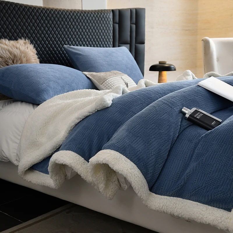 2024 Geometric Knitted Soft 3d Jacquard Blanket Can Be Customized For Home Travel Cover Blanket Sofa Office Nap Blanket