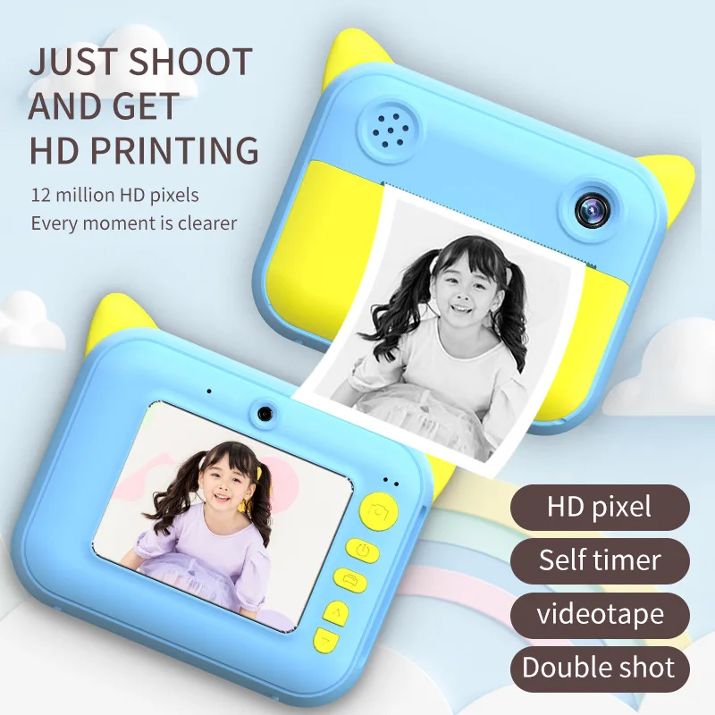 Factory Selling Children Instant Print Camera 1080p HD Small Mini Camera With Thermal Photo Paper Toys Digital Camera Gifts toys