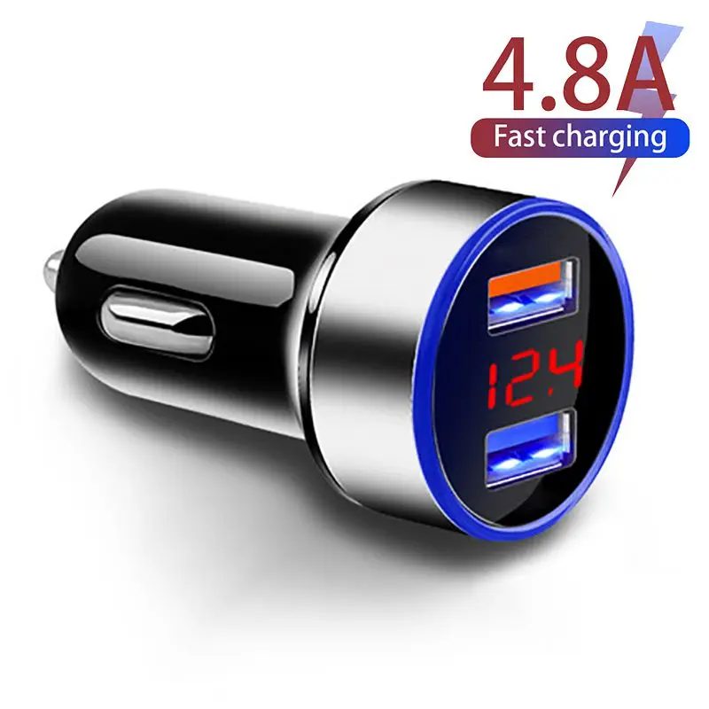 Универсальное автомобильное зарядное устройство с двумя USB-портами QC3.0 + 2 4 A и светодиодным цифровым