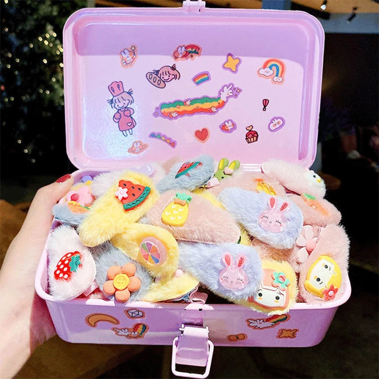 5 pcs sets/New winter arrival cartoon colorful cute Plush Hair Clip Sets