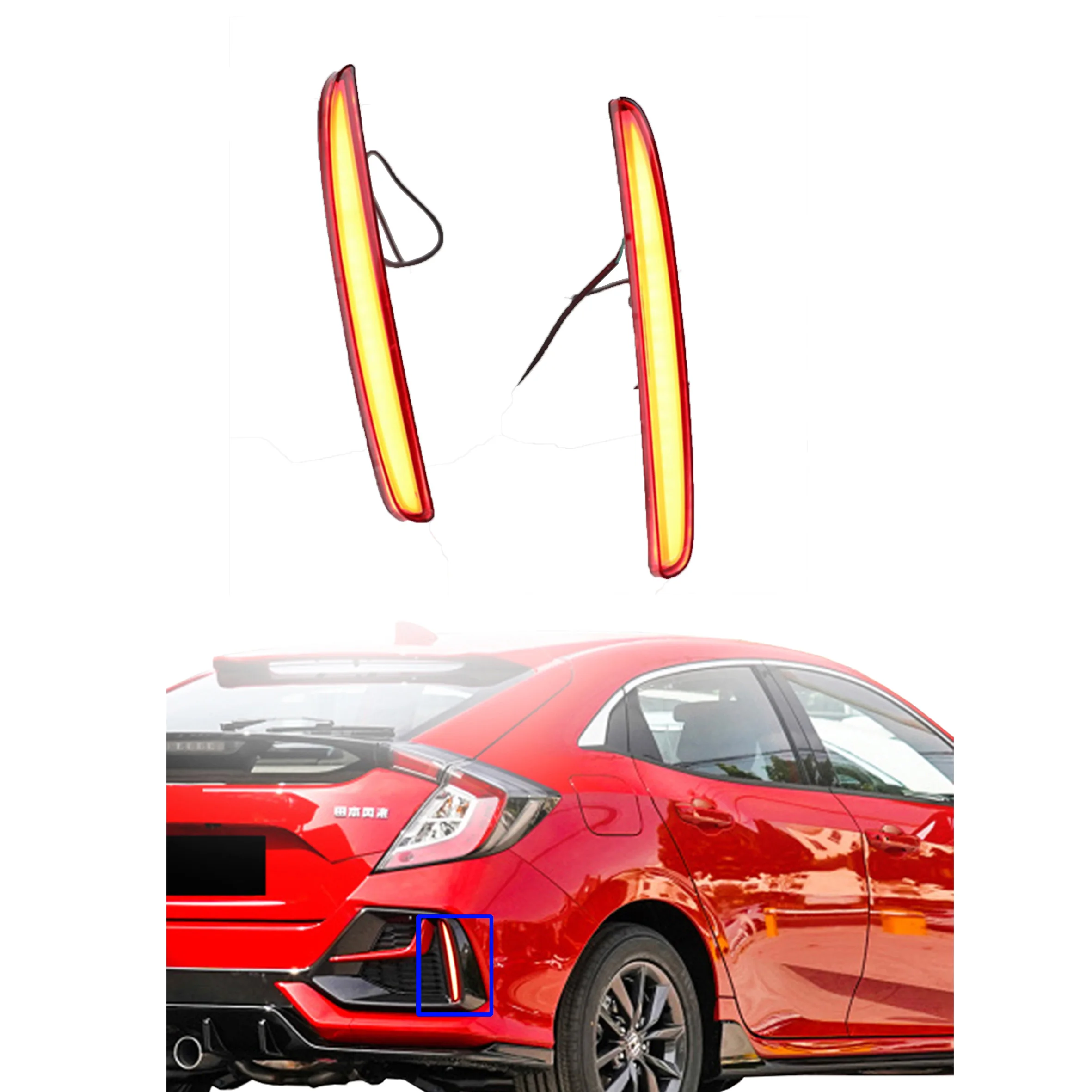 High quality rear bumper lights for Honda Civic Reversing Brake Lamp LED Tail Lamp