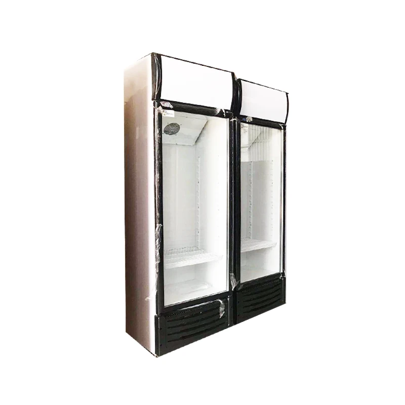 Single Glass Door Pepsi Freezer Beverage Cooler 220V Air Cooling LED Light Double Door Compressor for Restaurant Use