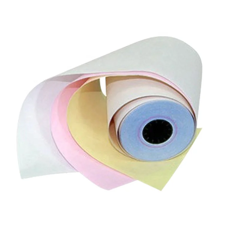 1ply 2 ply 3ply 4ply 48-70g 80*80 57*40 CB CFB CF Ncr Carbonless Paper Rolls for Cash Register Machine and Invoice Bill Used