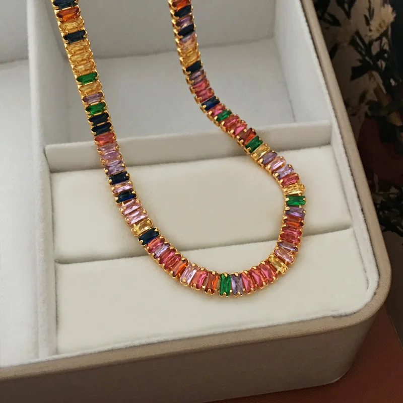 Luxury jewelry Sets  Colorful Zircon Jewelry Necklaces and bracelet For Women  Beaded Jewelry Gift