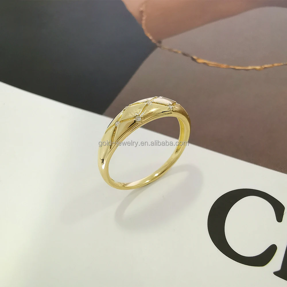 Real Gold Fine Jewelry AU585 14k Diamond Ring Women Finger Engagement Ring Gold Gift Chinese Factory 14K Gold Ring